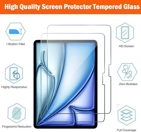 [2 Pack] Screen Protector For iPad Air 5 Air 4 10.9 Inch Tempered Glass Film Guard For iPad Pro 11 Inch 2022&2021&2020 Release, Scratch Resistant Face ID Pencil Compatible in Saudi Arabia