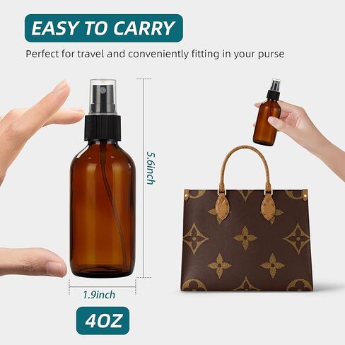 Dark Amber Glass Spray Bottles 4 oz, Small Glass Spray Bottles for Essential Oils, Fine Mist for Face, Hair, Plants, Travel, Perfumes, Cleaning Solutions - 2 Pack in Saudi Arabia