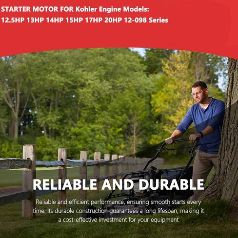 Starter Motor for Kohler Engine 12.5HP 13HP 14HP 15HP 17HP 20HP 12-098 Series Replaces OE# 12-098-12, 12-098-19, 12-098-19S, 12-098-21, 12-098-21S, SM52397, SM52784, 5239740 in Kuwait
