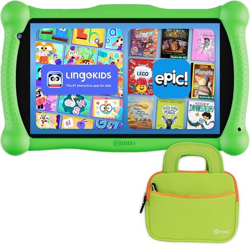 Contixo 7" Android Kids Tablet - V10 Kids Learning Tablet and Tablet Bag Bundle, Toddler Tablet with 50+ Disney eBooks, 32GB Storage, Bluetooth, Android 11, Dual Cameras, Parental Control, Blue in Kuwait
