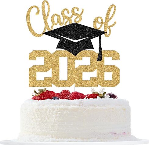 Class of 2024 Cake Topper, Congrats Grad Cake Decorations, Happy Graduation, High School/College/University Graduation Party Decorations, Gold Glitter in Saudi Arabia
