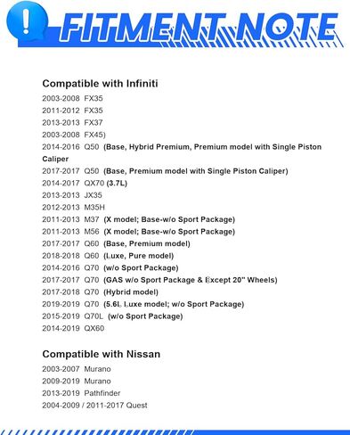 مجموعة فرامل بديلة للسيارات الخلفية Anpulsero، وسادات فرامل دوارات الفرامل المشقوقة المثقوبة المتوافقة مع 2003-2007/2009-2022 Nissan Murano، 2013-2020 Nissan Pathfinder| مطلي بالهندسة| 307.6 ملم (12.1 بوصة) in Kuwait