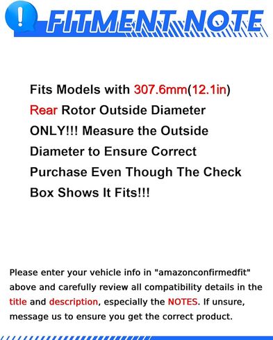 مجموعة فرامل بديلة للسيارات الخلفية Anpulsero، وسادات فرامل دوارات الفرامل المشقوقة المثقوبة المتوافقة مع 2003-2007/2009-2022 Nissan Murano، 2013-2020 Nissan Pathfinder| مطلي بالهندسة| 307.6 ملم (12.1 بوصة) in Kuwait