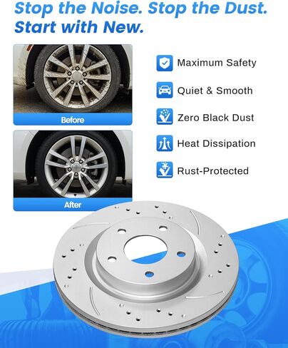 مجموعة فرامل بديلة للسيارات الخلفية Anpulsero، وسادات فرامل دوارات الفرامل المشقوقة المثقوبة المتوافقة مع 2003-2007/2009-2022 Nissan Murano، 2013-2020 Nissan Pathfinder| مطلي بالهندسة| 307.6 ملم (12.1 بوصة) in Kuwait