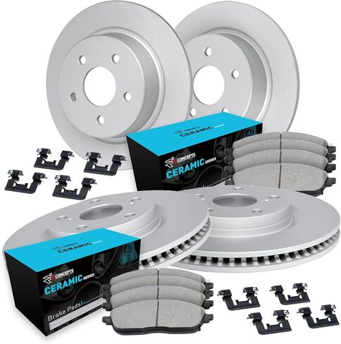 R1 Concepts Front and Rear Brake Kit For 2016-2022 Toyota Prius| Blank Brake Rotors| Ceramic Brake Pads and Rotors Kit| Hardware included in Saudi Arabia
