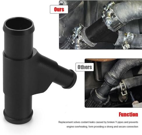Hose Connector, Coolant Y-Pipe Weldless Adapter Compatible for 2003-2007 Ford F-250 F-350 F-450 F-550 Super Duty, 2003-2010 E-350 E-450 Econoline, 2003-2005 Excursion 6.0L Diesel Engine (Black) in Saudi Arabia