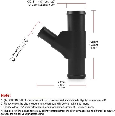 Hose Connector, Coolant Y-Pipe Weldless Adapter Compatible for 2003-2007 Ford F-250 F-350 F-450 F-550 Super Duty, 2003-2010 E-350 E-450 Econoline, 2003-2005 Excursion 6.0L Diesel Engine (Black) in Saudi Arabia