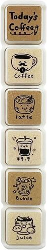6-in-1 Pre Self-Inking Planner Stamp Set - Portable Vintage Coffee Multi Stamps for Bullet Journal, Travel -80mm x 15mm (6 Themes) in Kuwait