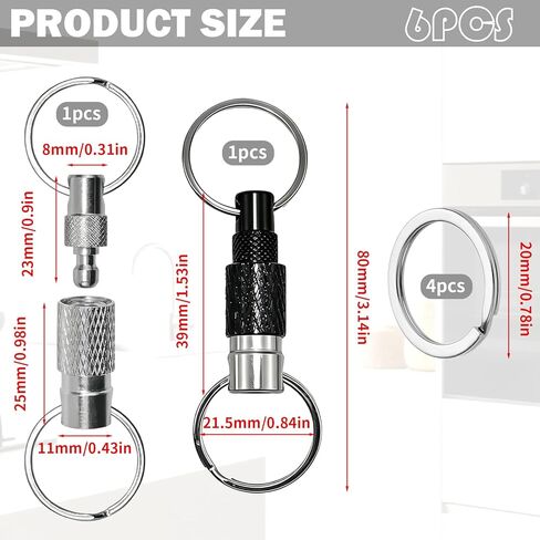 2 Pcs Quick Release Keychain,Detachable Key Ring Quick Release,With 4 Split Rings,Metal Safety Keychain For Car Purse Bag Accessories in Kuwait