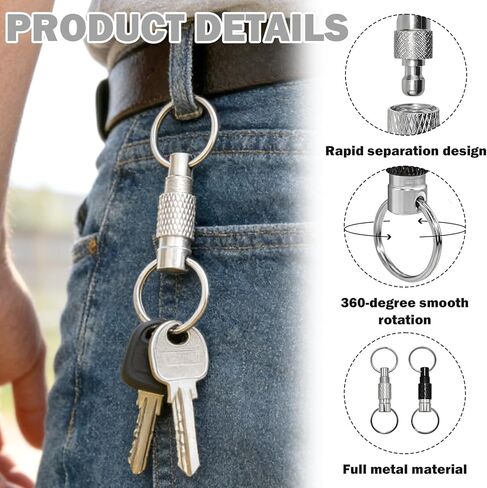 2 Pcs Quick Release Keychain,Detachable Key Ring Quick Release,With 4 Split Rings,Metal Safety Keychain For Car Purse Bag Accessories in Kuwait