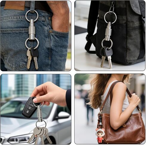 2 Pcs Quick Release Keychain,Detachable Key Ring Quick Release,With 4 Split Rings,Metal Safety Keychain For Car Purse Bag Accessories in Kuwait