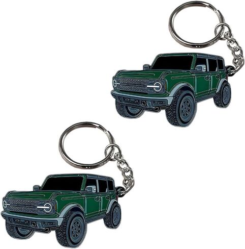 2PCS Bronco Car Keychain, Mini Cool Creative Metal Key Chain Fob Organizer, Automotive Key Holder, Universal Fit (Black Green) in Saudi Arabia