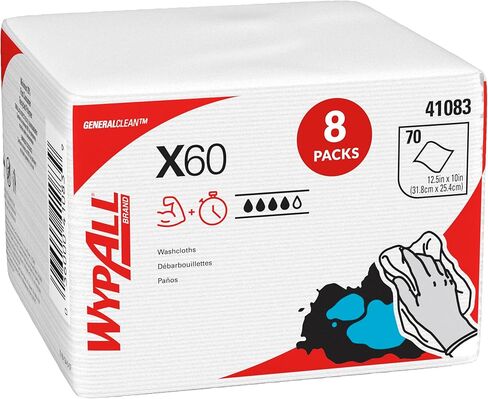 WypAll General Clean X60 Multi-Task Cleaning Cloths (35421), Small Roll, White, 130 Sheets / Roll, 6 Rolls / Case, 780 Wipes / Case in Saudi Arabia