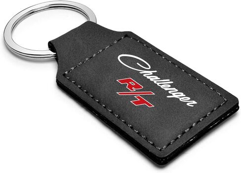 iPick Image Compatible with Dodge Challenger R/T Classic Rectangular Black Leatherette Key Chain in Saudi Arabia
