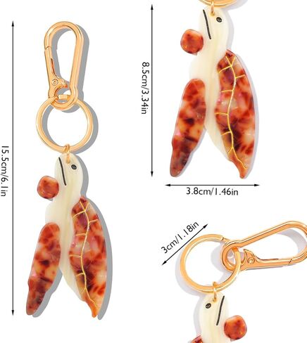 حقيبة سلحفاة بحرية وسلسلة مفاتيح - سلحفاة حقيقية من الأسيتات مع حلقة صدفة ذهبية اللون ومشبك جراد البحر in Kuwait