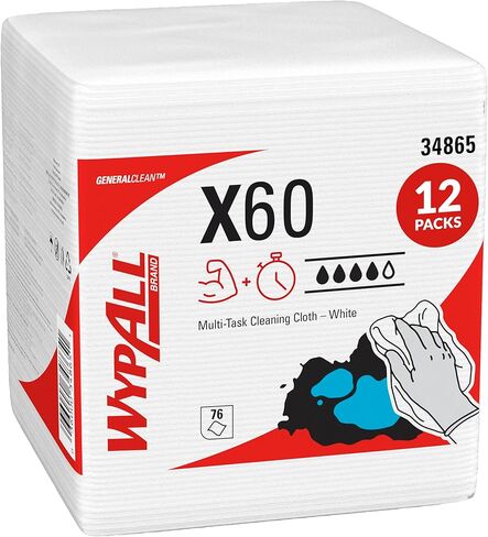 WypAll General Clean X60 Multi-Task Cleaning Cloths (35421), Small Roll, White, 130 Sheets / Roll, 6 Rolls / Case, 780 Wipes / Case in Saudi Arabia