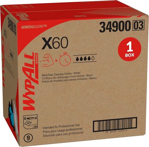 WypAll General Clean X60 Multi-Task Cleaning Cloths (35421), Small Roll, White, 130 Sheets / Roll, 6 Rolls / Case, 780 Wipes / Case in Saudi Arabia