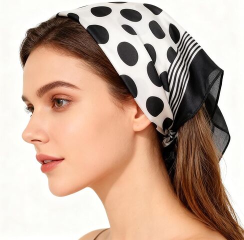 1950s 27.5 Inch Polka Dots Silk Head Scarf for Women Satin Hair Neck Scarf Wrap Lightweight Bandana in Saudi Arabia