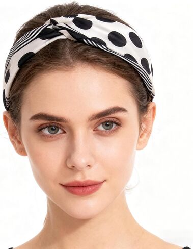 1950s 27.5 Inch Polka Dots Silk Head Scarf for Women Satin Hair Neck Scarf Wrap Lightweight Bandana in Saudi Arabia