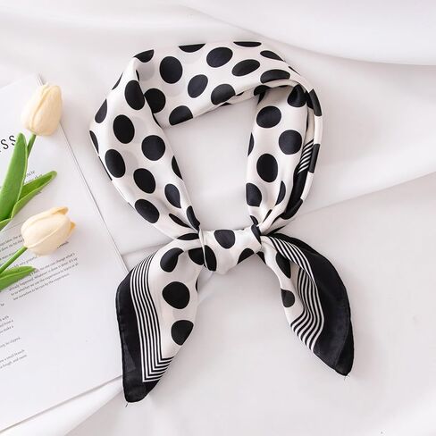 1950s 27.5 Inch Polka Dots Silk Head Scarf for Women Satin Hair Neck Scarf Wrap Lightweight Bandana in Saudi Arabia