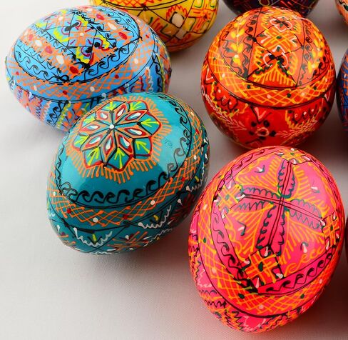 Easter Painted Eggs Wooden Ukrainian Pysanky Pysanka. Polish Pisanki. Czech Kraslice. Set of 12 in Kuwait