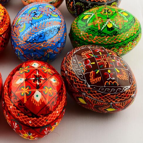 Easter Painted Eggs Wooden Ukrainian Pysanky Pysanka. Polish Pisanki. Czech Kraslice. Set of 12 in Kuwait