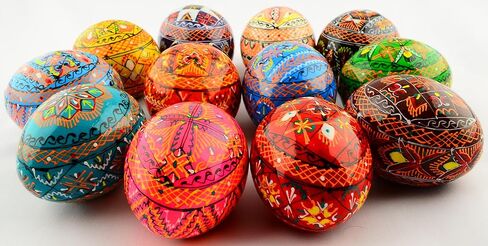 Easter Painted Eggs Wooden Ukrainian Pysanky Pysanka. Polish Pisanki. Czech Kraslice. Set of 12 in Kuwait