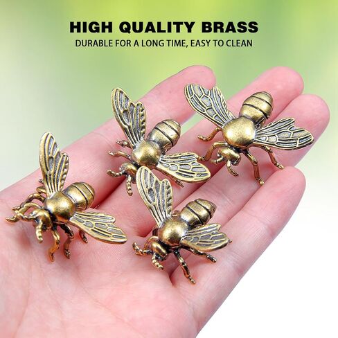 10 قطع من تماثيل النحل النحاسية الذهبية من KKBES، تماثيل نحل عتيقة، زينة نحل مزخرفة للحرف اليدوية المنزلية والمكتبية، 1.6 × 1.2 بوصة in Kuwait