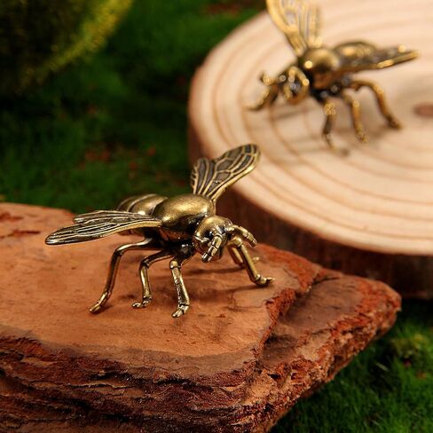 10 قطع من تماثيل النحل النحاسية الذهبية من KKBES، تماثيل نحل عتيقة، زينة نحل مزخرفة للحرف اليدوية المنزلية والمكتبية، 1.6 × 1.2 بوصة in Kuwait