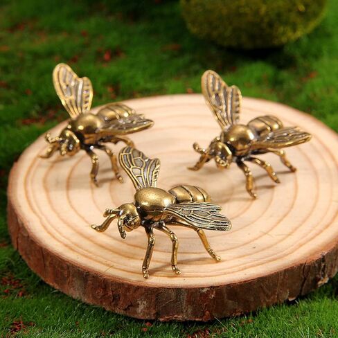 10 قطع من تماثيل النحل النحاسية الذهبية من KKBES، تماثيل نحل عتيقة، زينة نحل مزخرفة للحرف اليدوية المنزلية والمكتبية، 1.6 × 1.2 بوصة in Kuwait
