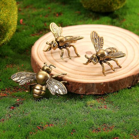 10 قطع من تماثيل النحل النحاسية الذهبية من KKBES، تماثيل نحل عتيقة، زينة نحل مزخرفة للحرف اليدوية المنزلية والمكتبية، 1.6 × 1.2 بوصة in Kuwait