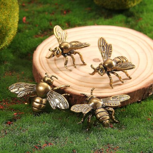 10 قطع من تماثيل النحل النحاسية الذهبية من KKBES، تماثيل نحل عتيقة، زينة نحل مزخرفة للحرف اليدوية المنزلية والمكتبية، 1.6 × 1.2 بوصة in Kuwait