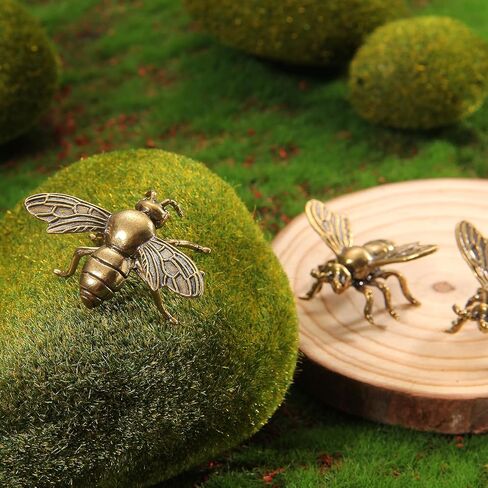 10 قطع من تماثيل النحل النحاسية الذهبية من KKBES، تماثيل نحل عتيقة، زينة نحل مزخرفة للحرف اليدوية المنزلية والمكتبية، 1.6 × 1.2 بوصة in Kuwait