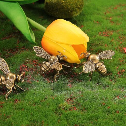 10 قطع من تماثيل النحل النحاسية الذهبية من KKBES، تماثيل نحل عتيقة، زينة نحل مزخرفة للحرف اليدوية المنزلية والمكتبية، 1.6 × 1.2 بوصة in Kuwait