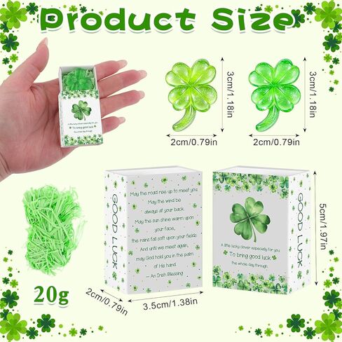 30 Sets St. Patrick's Day Gifts Bulk Mini Shamrocks St Patrick’s Day Decor with Greeting Box Irish Day Ireland Gifts Decor Ornaments for Party Giveaways Family Office Friends Staff Coworker in Kuwait