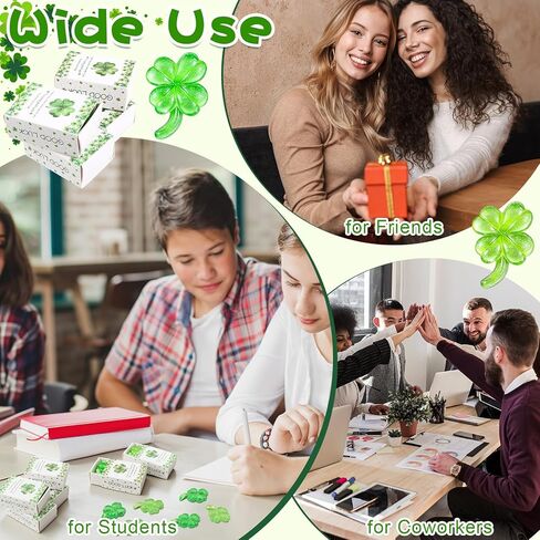 30 Sets St. Patrick's Day Gifts Bulk Mini Shamrocks St Patrick’s Day Decor with Greeting Box Irish Day Ireland Gifts Decor Ornaments for Party Giveaways Family Office Friends Staff Coworker in Kuwait