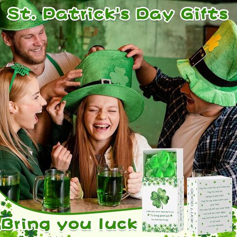 30 Sets St. Patrick's Day Gifts Bulk Mini Shamrocks St Patrick’s Day Decor with Greeting Box Irish Day Ireland Gifts Decor Ornaments for Party Giveaways Family Office Friends Staff Coworker in Kuwait
