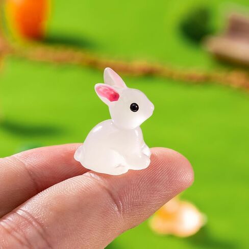 30pcs Easter Luminous Mini Resin Bunny, Glow in Dark Resin Rabbit Figures for Dollhouse Micro Fairy Garden Decor Easter Egg Fillers Party Favors Supplies (Mixed Colors) in Saudi Arabia