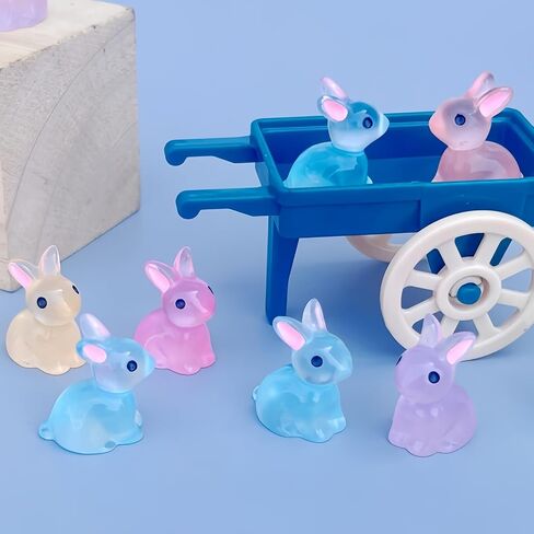 30pcs Easter Luminous Mini Resin Bunny, Glow in Dark Resin Rabbit Figures for Dollhouse Micro Fairy Garden Decor Easter Egg Fillers Party Favors Supplies (Mixed Colors) in Saudi Arabia