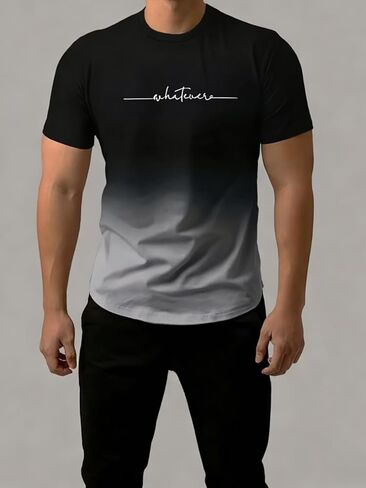 Mens Gradient Color T Shirt Short Sleeve Casual Slim Fit Soft Touch Crewneck Top for Daily Wear Street Style Travel in Saudi Arabia