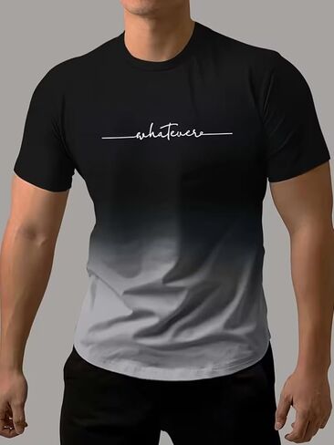 Mens Gradient Color T Shirt Short Sleeve Casual Slim Fit Soft Touch Crewneck Top for Daily Wear Street Style Travel in Saudi Arabia