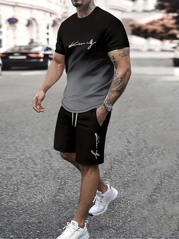Mens Gradient Color T Shirt Short Sleeve Casual Slim Fit Soft Touch Crewneck Top for Daily Wear Street Style Travel in Saudi Arabia