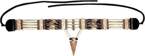 Traditional 4 Row Buffalo Bone Hairpipe Beads Tribal Choker Necklace with Arrowhead Pendant in Saudi Arabia