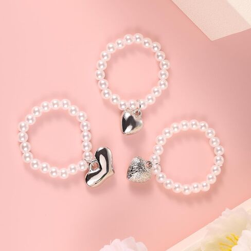 3pcs Doll Necklaces, Elegant Sweet White Pearl Necklace with Heart Charm Cute Doll Accessories for 17cm Plush Dolls Chain Jewelry & Outfit Decoration in Saudi Arabia