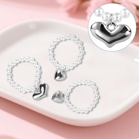 3pcs Doll Necklaces, Elegant Sweet White Pearl Necklace with Heart Charm Cute Doll Accessories for 17cm Plush Dolls Chain Jewelry & Outfit Decoration in Saudi Arabia