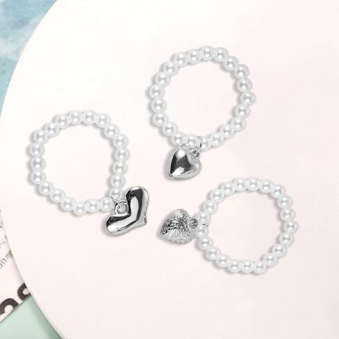 3pcs Doll Necklaces, Elegant Sweet White Pearl Necklace with Heart Charm Cute Doll Accessories for 17cm Plush Dolls Chain Jewelry & Outfit Decoration in Saudi Arabia