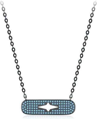 Cubic Zirconia Pendant Necklace 925 Sterling Silver Black Choker for Women Gift in Saudi Arabia