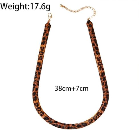 GIGB PBDK Chunky Brown Leopard Choker Necklace, Adjustable Snake Bone Chain Minimalist Exaggerated Necklace, Vintage Statement Thick Complex Outfits Accessory in Saudi Arabia