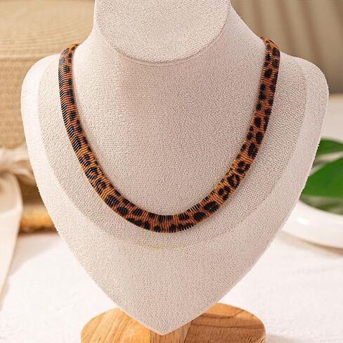 GIGB PBDK Chunky Brown Leopard Choker Necklace, Adjustable Snake Bone Chain Minimalist Exaggerated Necklace, Vintage Statement Thick Complex Outfits Accessory in Saudi Arabia