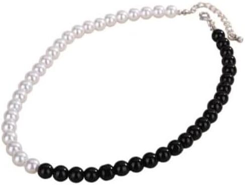 أنيقة الأسود والأبيض اللؤلؤ المختنق قلادة بسيطة طوق المختنق FauxNecklace لذيذ اللؤلؤ المختنق قلادة مكتنزة اللؤلؤ قلادة للنساء in Saudi Arabia